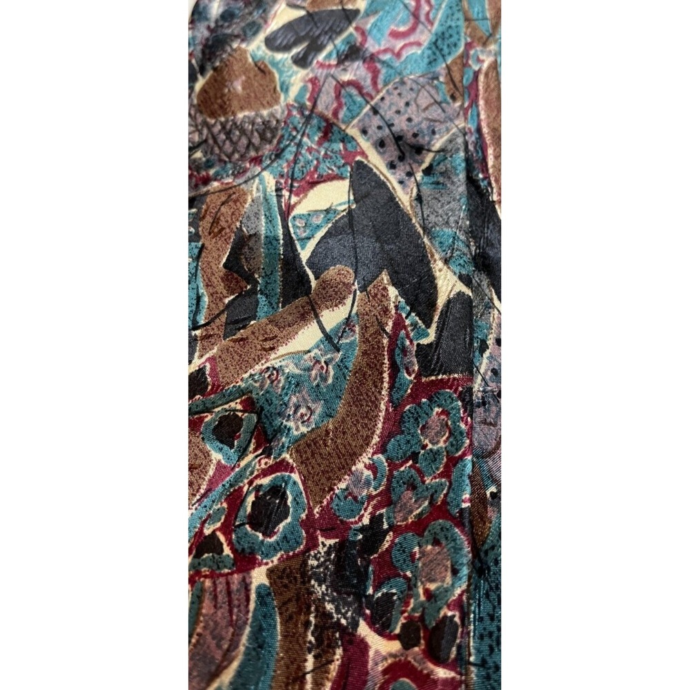Gian Carlo Lamberti Men's Accessory Tie Necktie Silk Teal Blue Burgundy Abstract - Picture 2 of 3